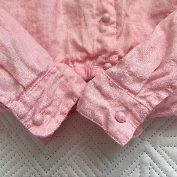 Blank NYC Flying Solo 100% Linen Button Down Shirt in Pink Size Small - Picture 9 of 10